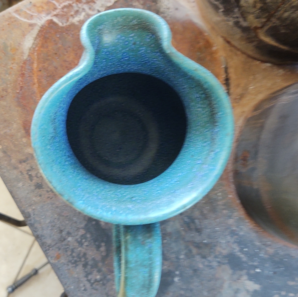 Pottery Pitcher Clay Ceramic  Water Coffee Glazed Blue Semi gloss finsh - Picture 2 of 7